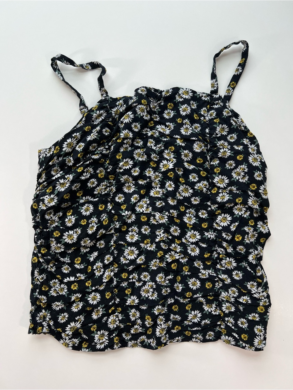 Abercrombie kids Black Daisy Print Ruched Cami Tank Top Size 11/12